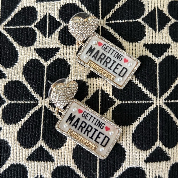 BaubleBar “Getting Married” License Plate Earrings - Picture 2 of 2